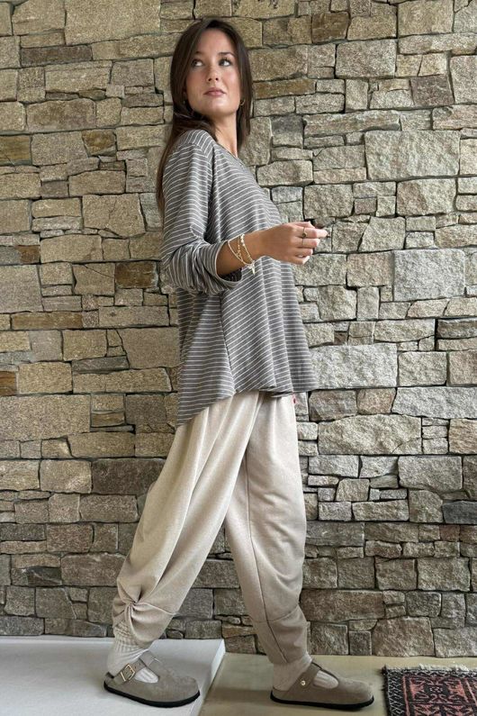 Agnes Stripe Trapeze Top Earth Marl